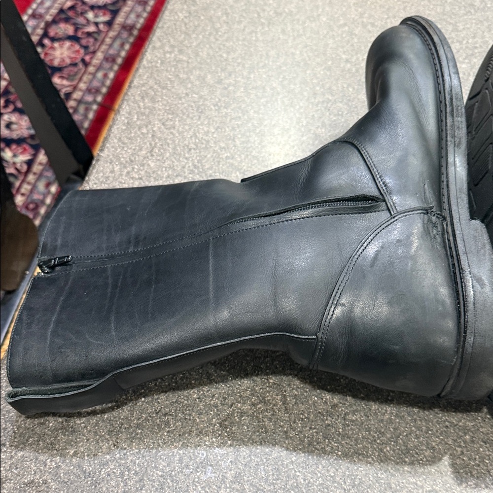 Men's Black Leather Pull-On motorcycle boots - Picture 4 of 16